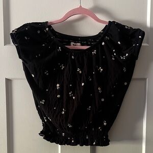 SO Black Floral Kids Top